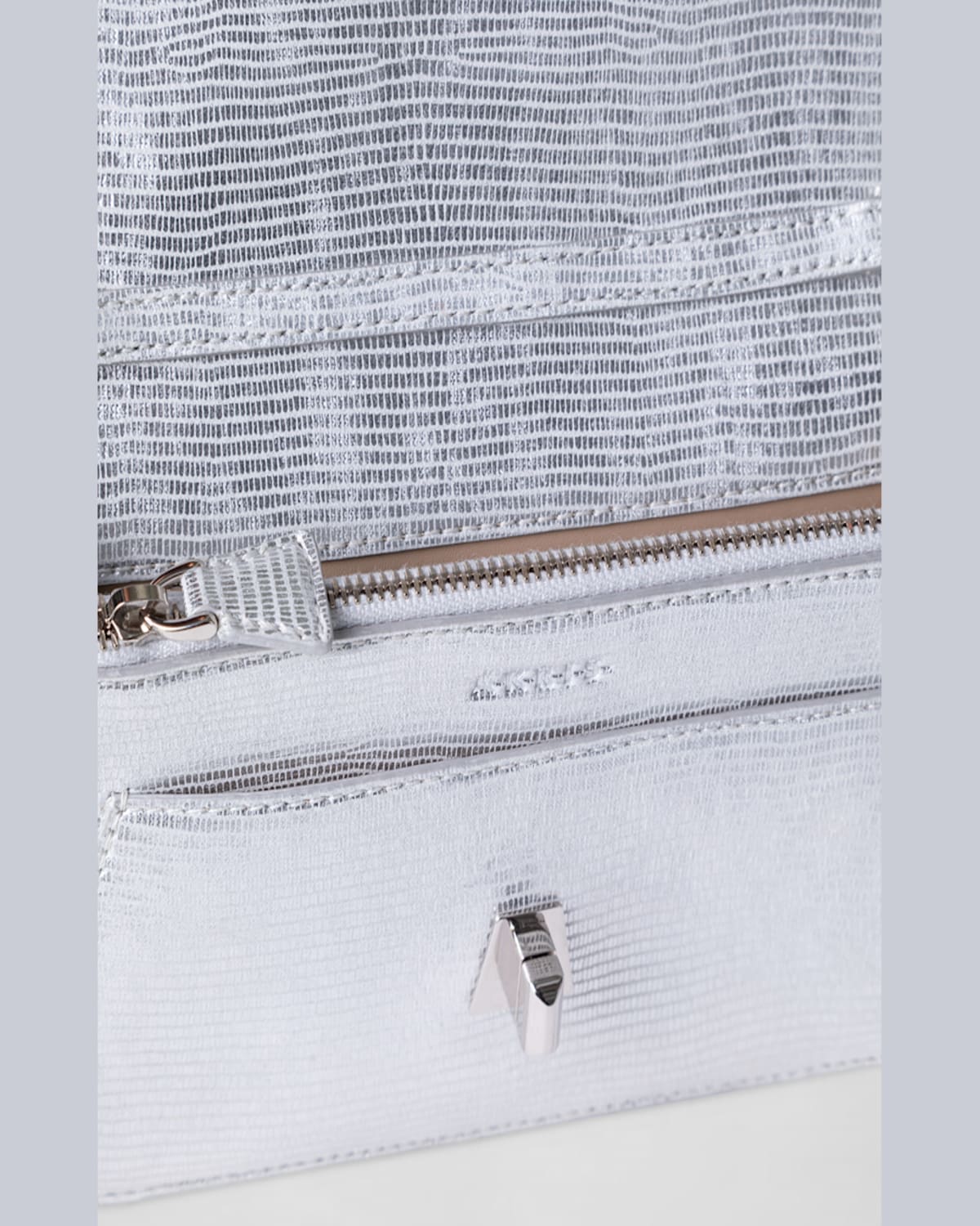 AKRIS ANOUK LIZARD-PRINT CLUTCH BAG W/ CHAIN 