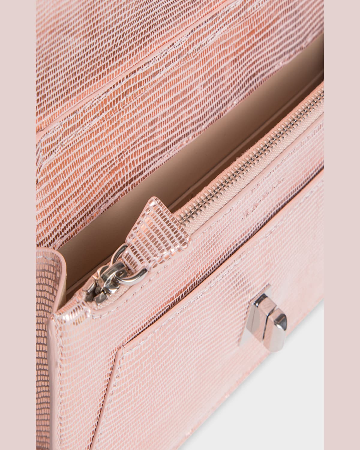 AKRIS ANOUK LIZARD-PRINT CLUTCH BAG W/ CHAIN 