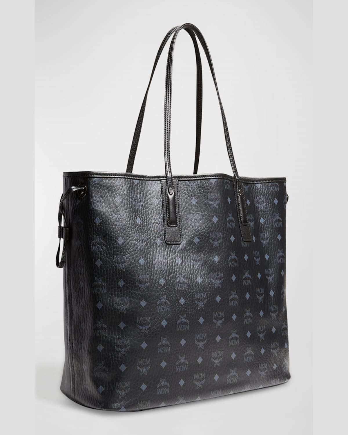 Mcm Liz Large Reversible Visetos Shopper Tote Bag In Black