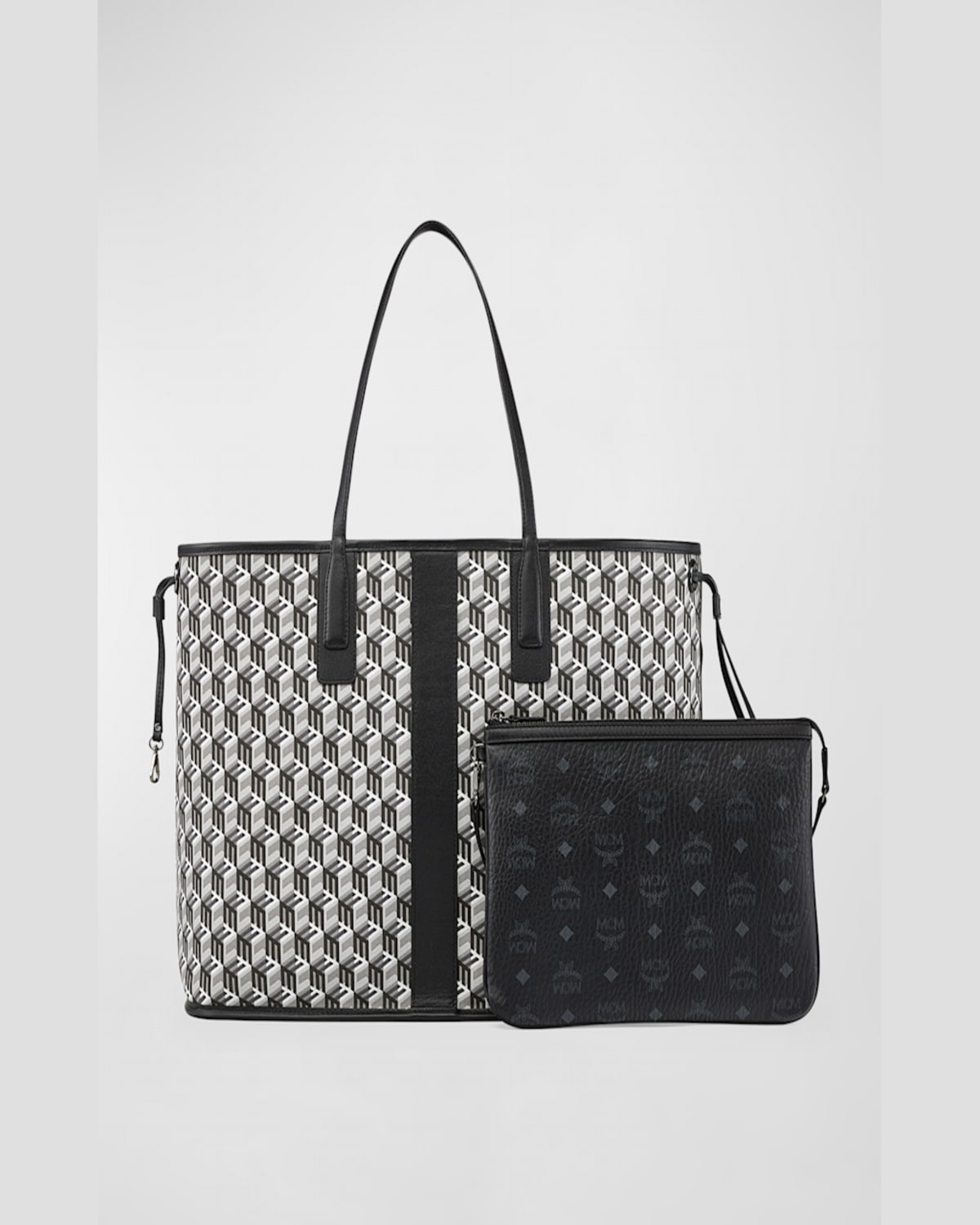 Mcm Liz Large Reversible Visetos Shopper Tote Bag In Black