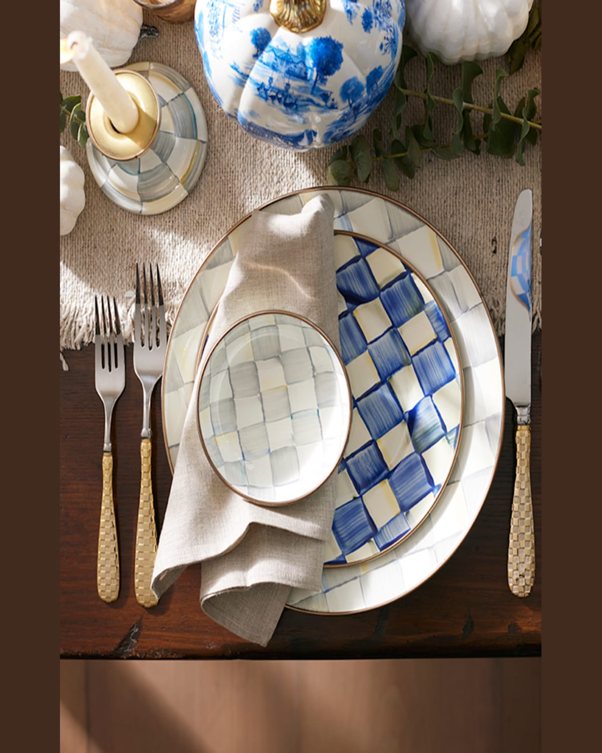 Mackenzie-childs Royal Check Dinner Plate