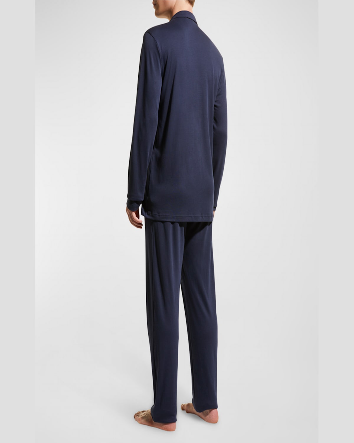 Hanro Men's Night & Day Knit Pajama Set In Deep Navy