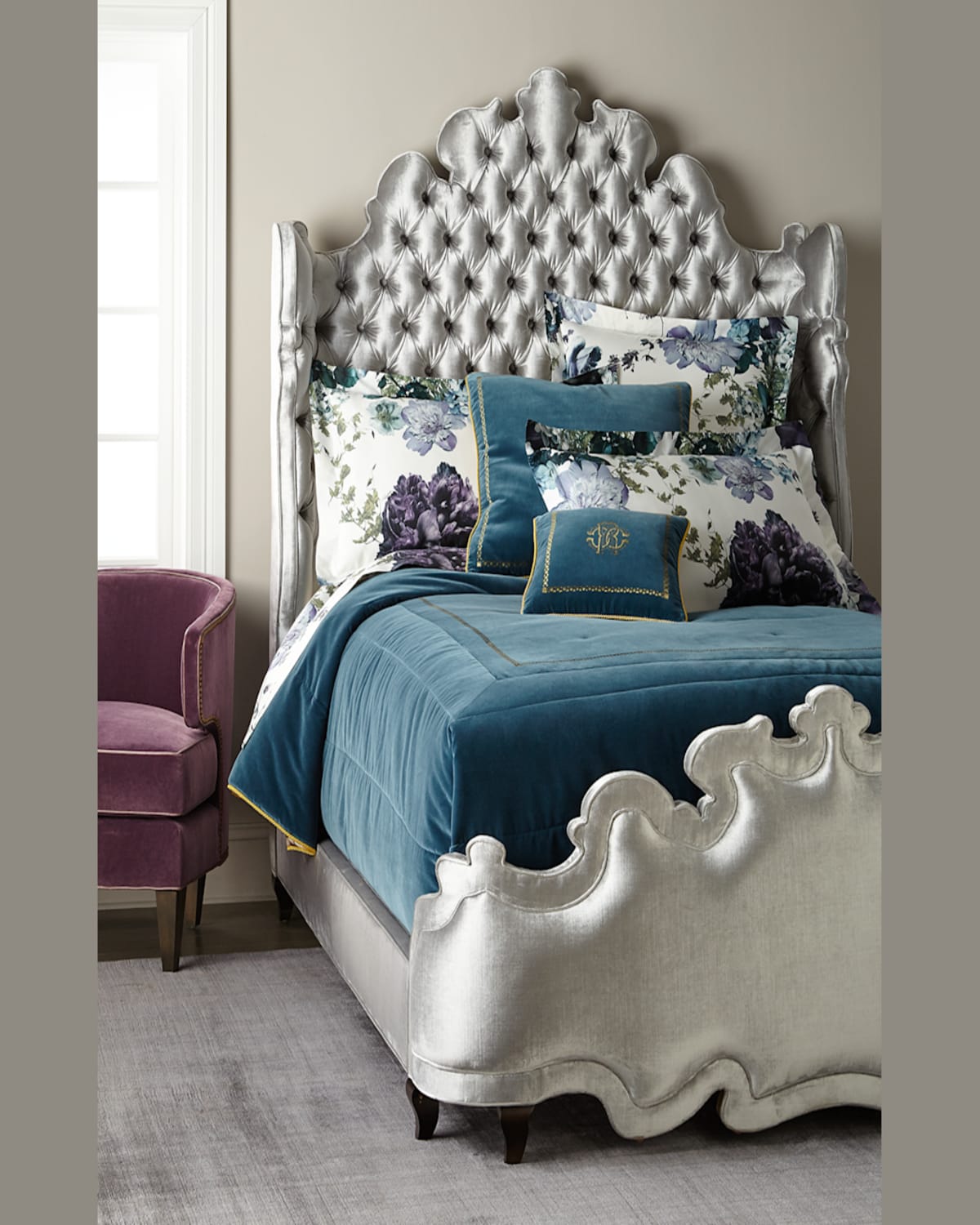 Haute House Isabella Tufted King Bed In Gray