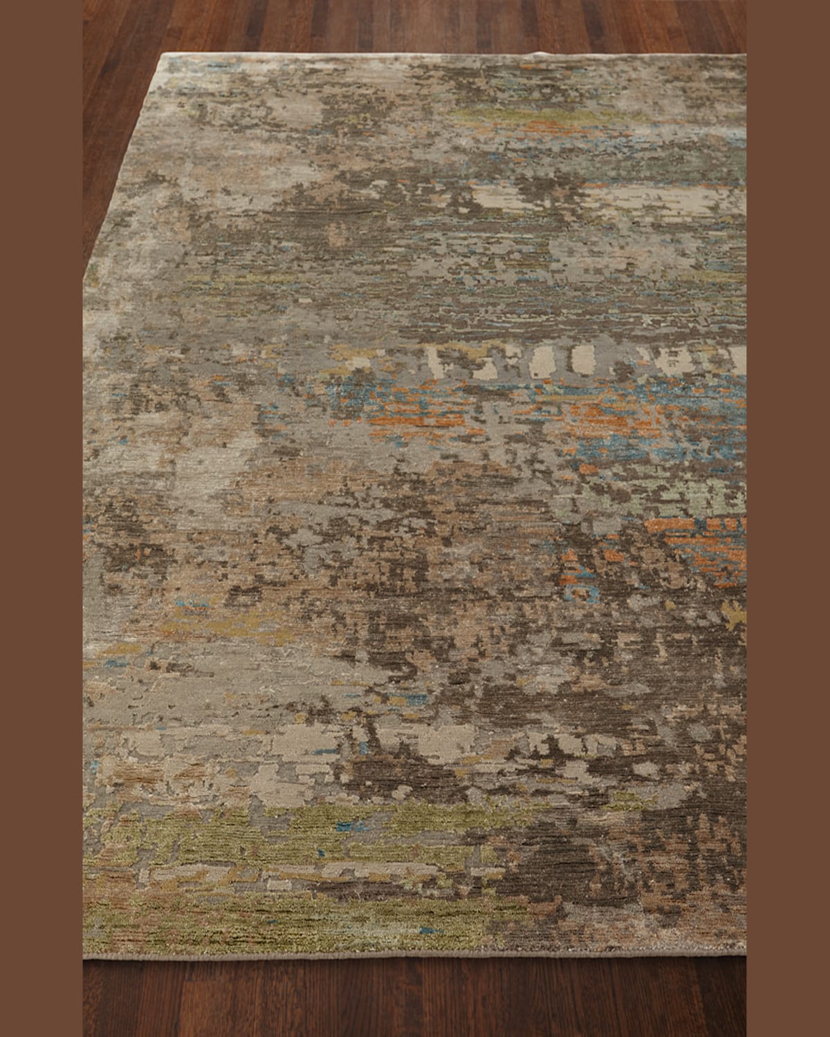 Josie Natori Lhasa Haze Hand-knotted Rug, 3' X 10' In Green