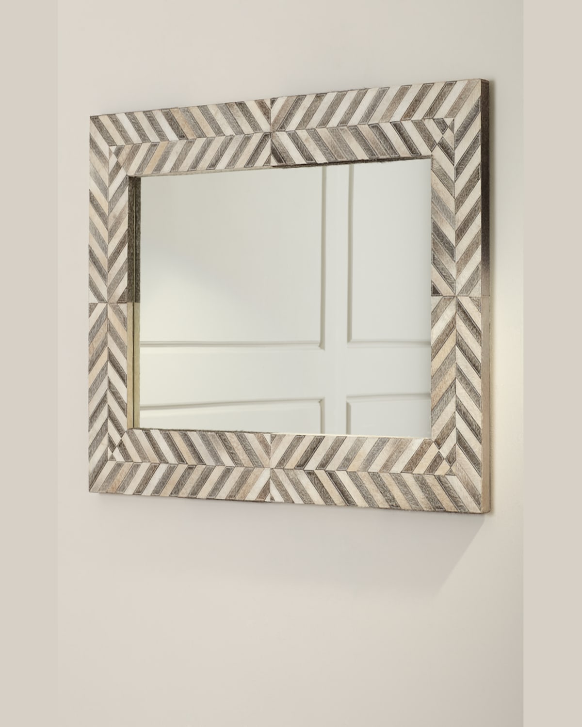 John-richard Collection Hair On Hide Framed Mirror In Cream