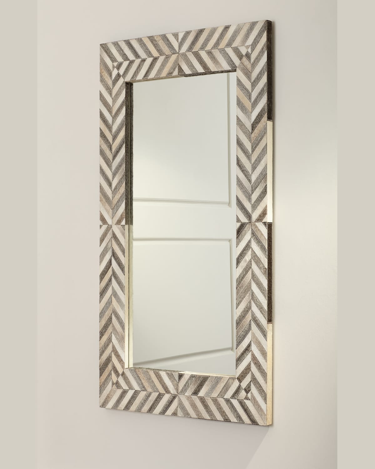 John-richard Collection Hair On Hide Framed Mirror In Cream