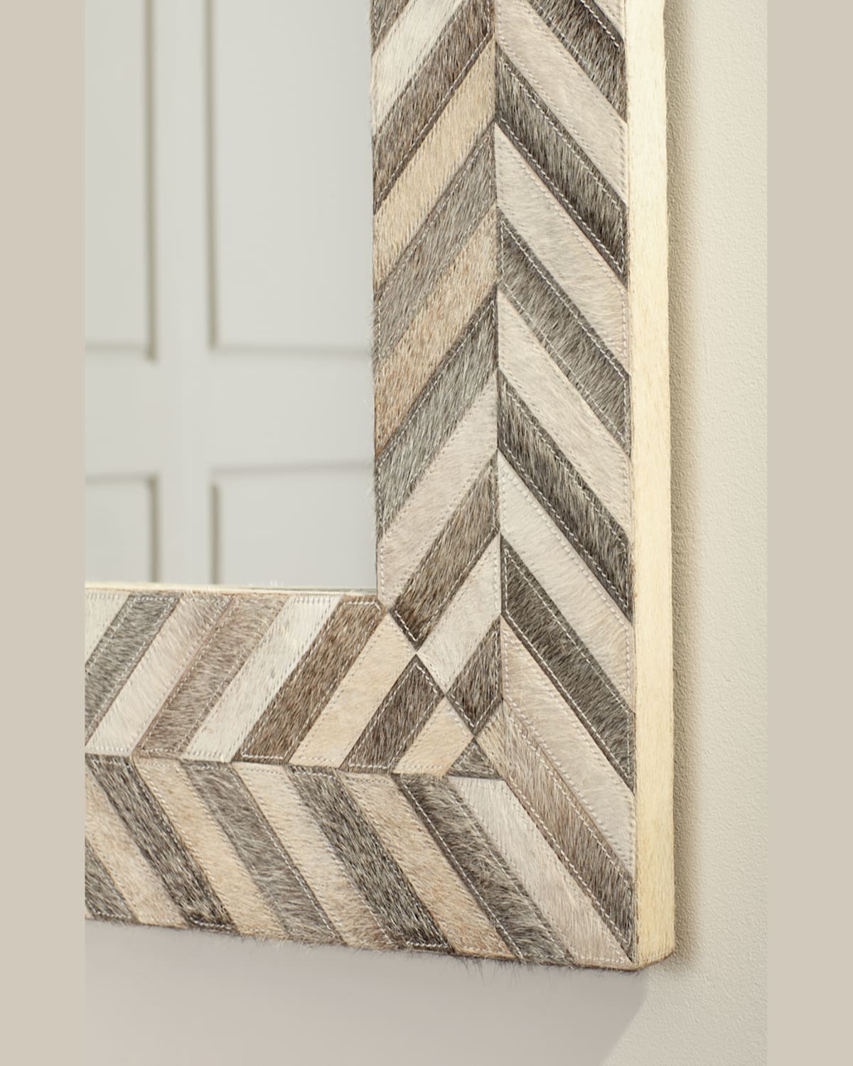 John-richard Collection Hair On Hide Framed Mirror In Cream