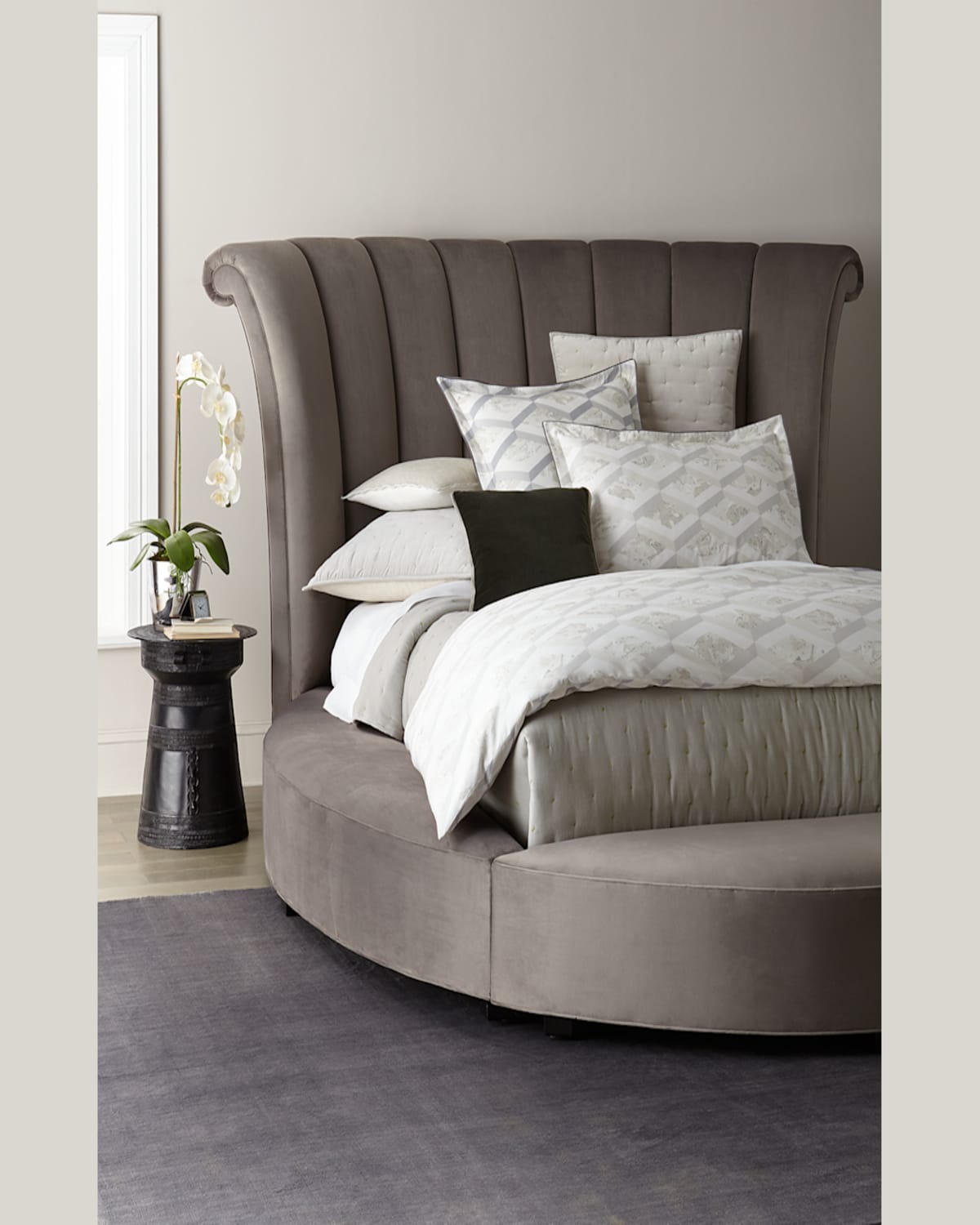 Haute House Katya Round Queen Platform Bed In Dark Gray