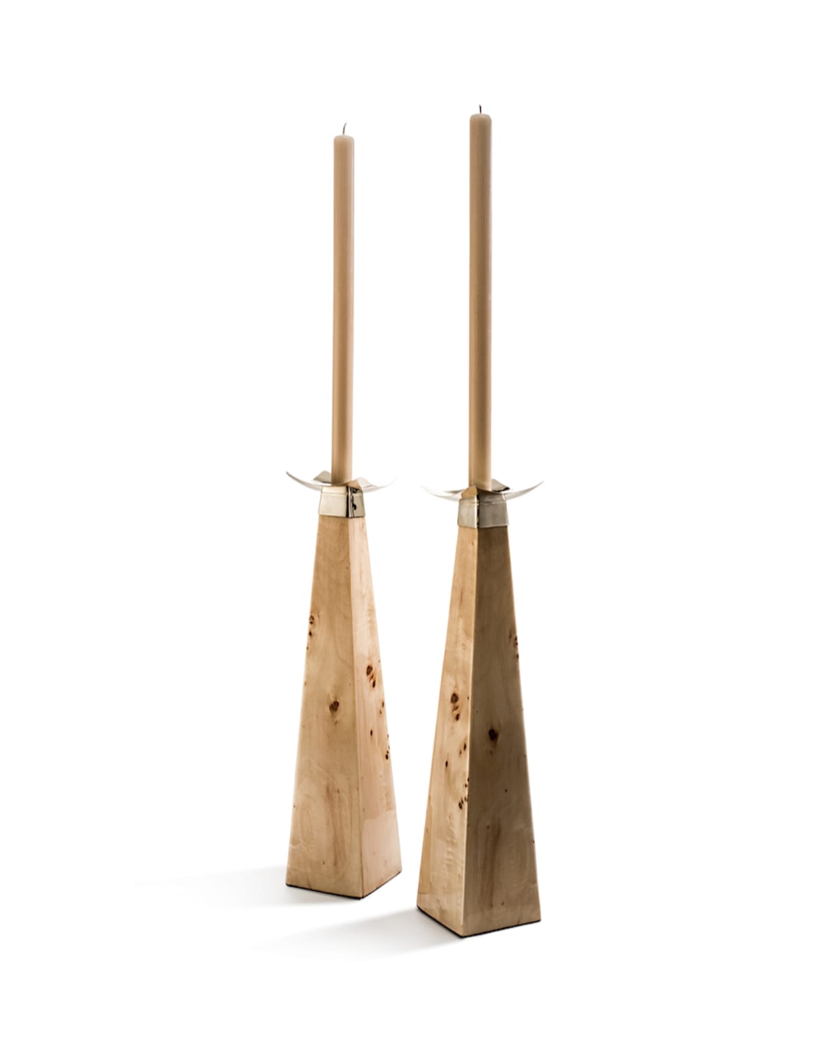 Ladorada Burl Veneer Candleholders, Set Of 2
