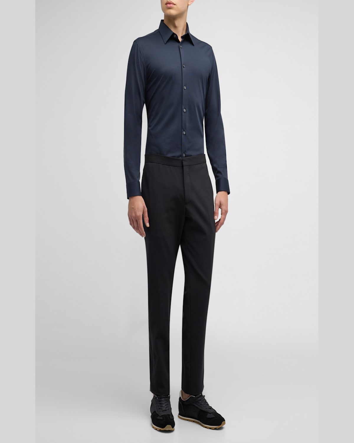 Theory Sylvain Nd Structure Knit Button-up Shirt In Dogwood