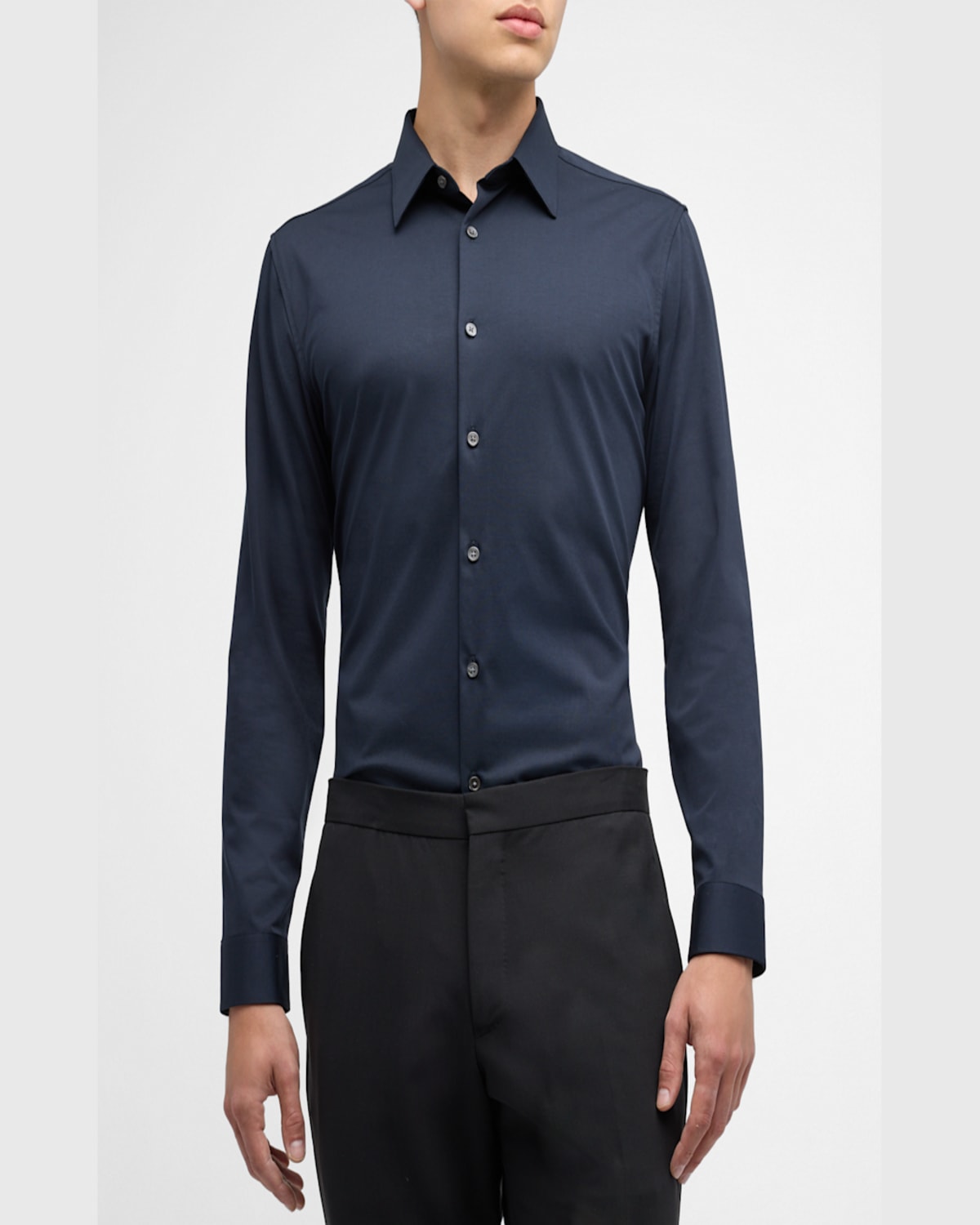 Theory Sylvain Nd Structure Knit Button-up Shirt In Dogwood