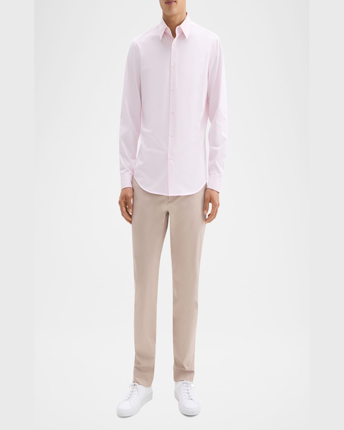 Theory Sylvain Nd Structure Knit Button-up Shirt In Dogwood
