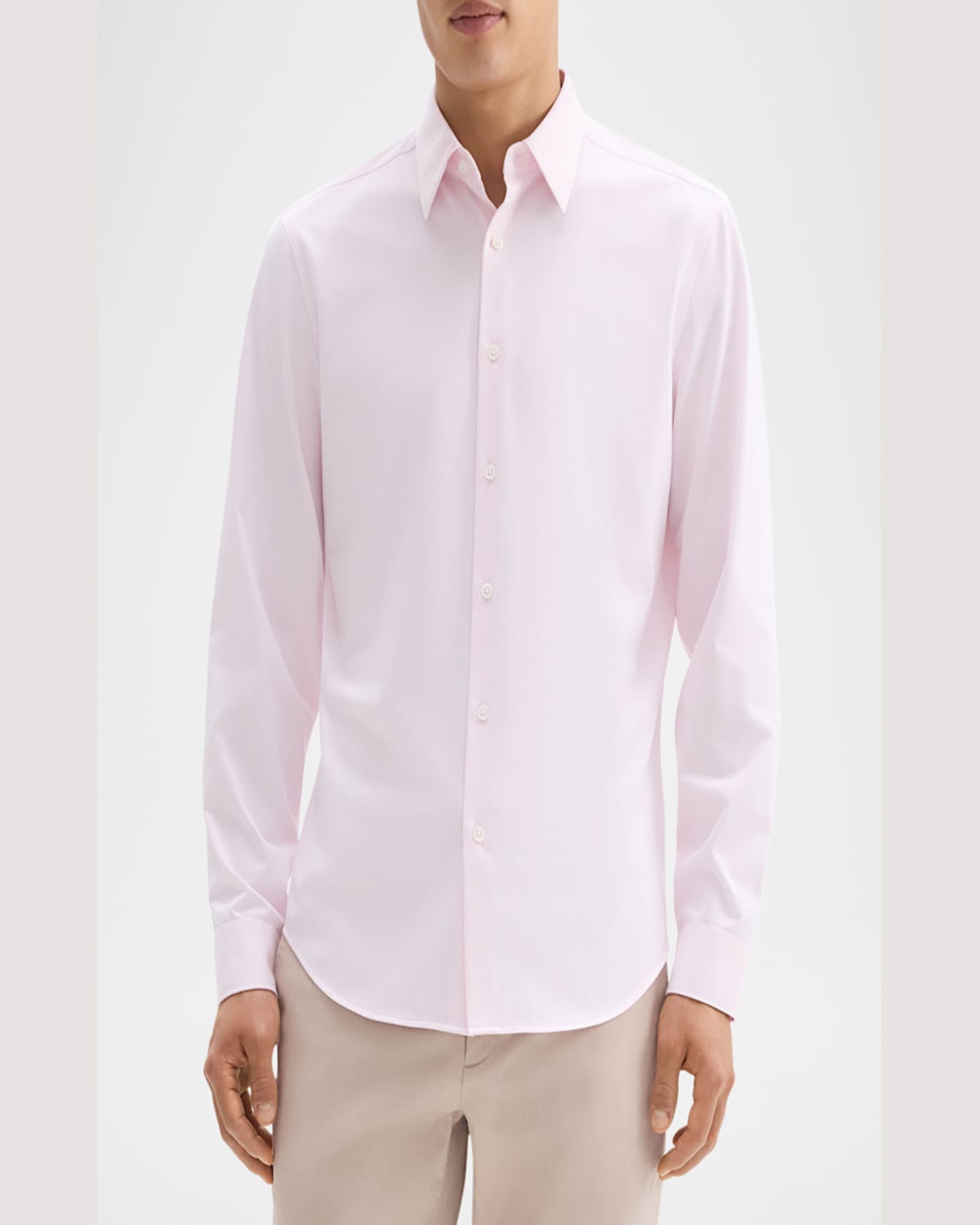 Theory Sylvain Nd Structure Knit Button-up Shirt In Dogwood