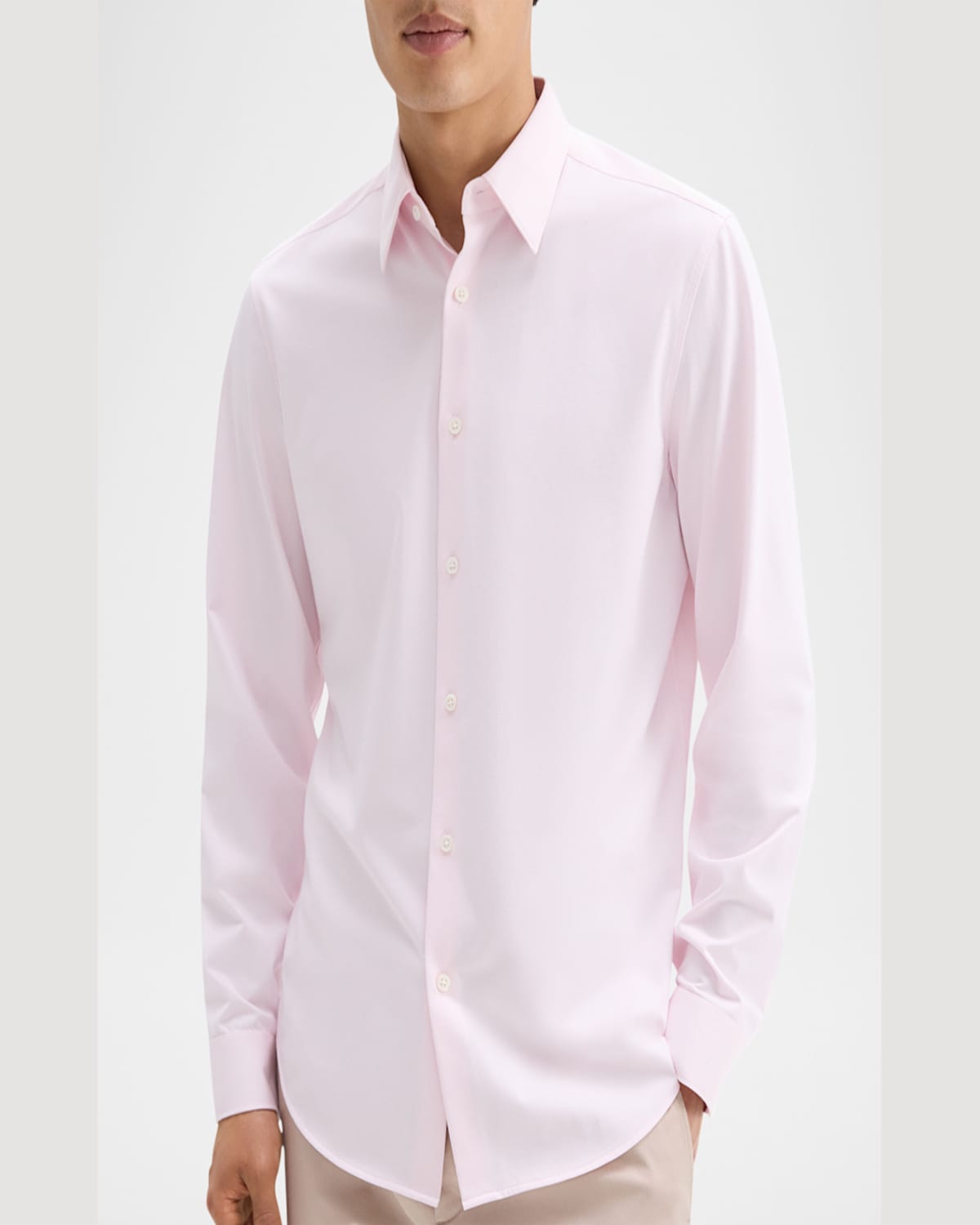 Theory Sylvain Nd Structure Knit Button-up Shirt In Dogwood