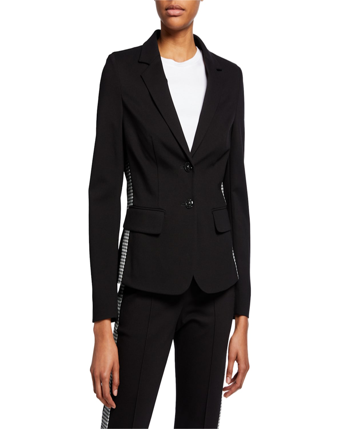 Escada Sport Bamianne Houndstooth-side Blazer Jacket In Black
