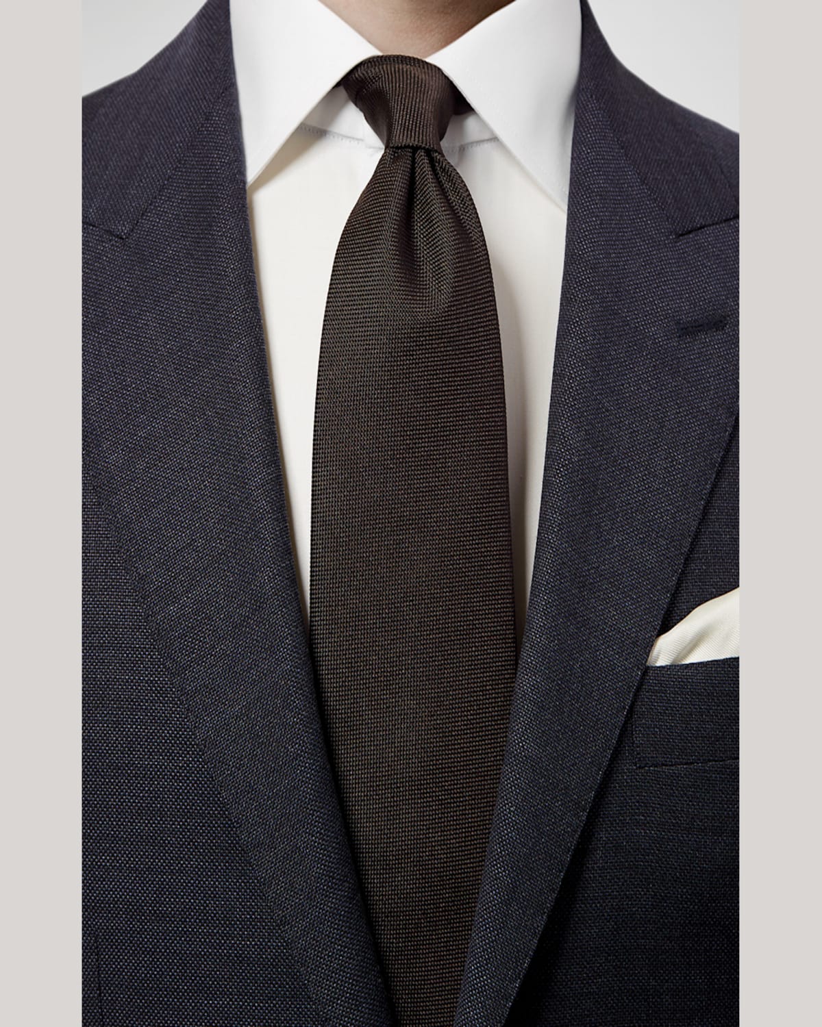 Eton Solid Textured Silk Classic Tie In Black