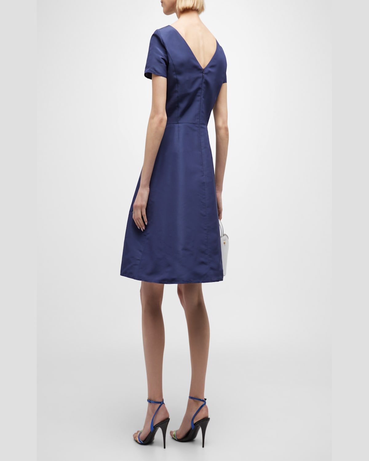 Shop Carolina Herrera Icon Bateau Neck Short-sleeve Dress In Midnight
