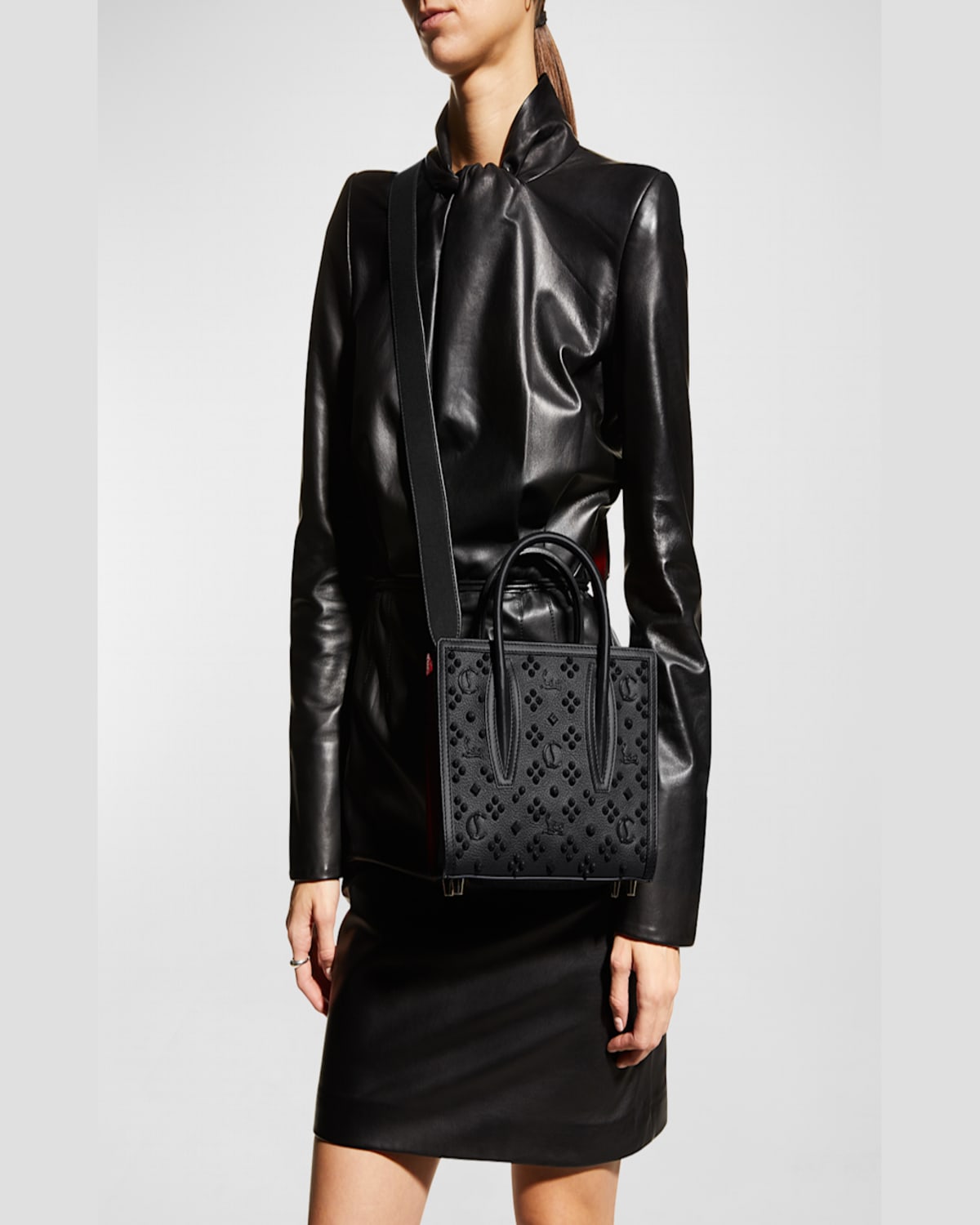 Christian Louboutin Paloma Mini In Leather With Loubinthesky Spikes In Black