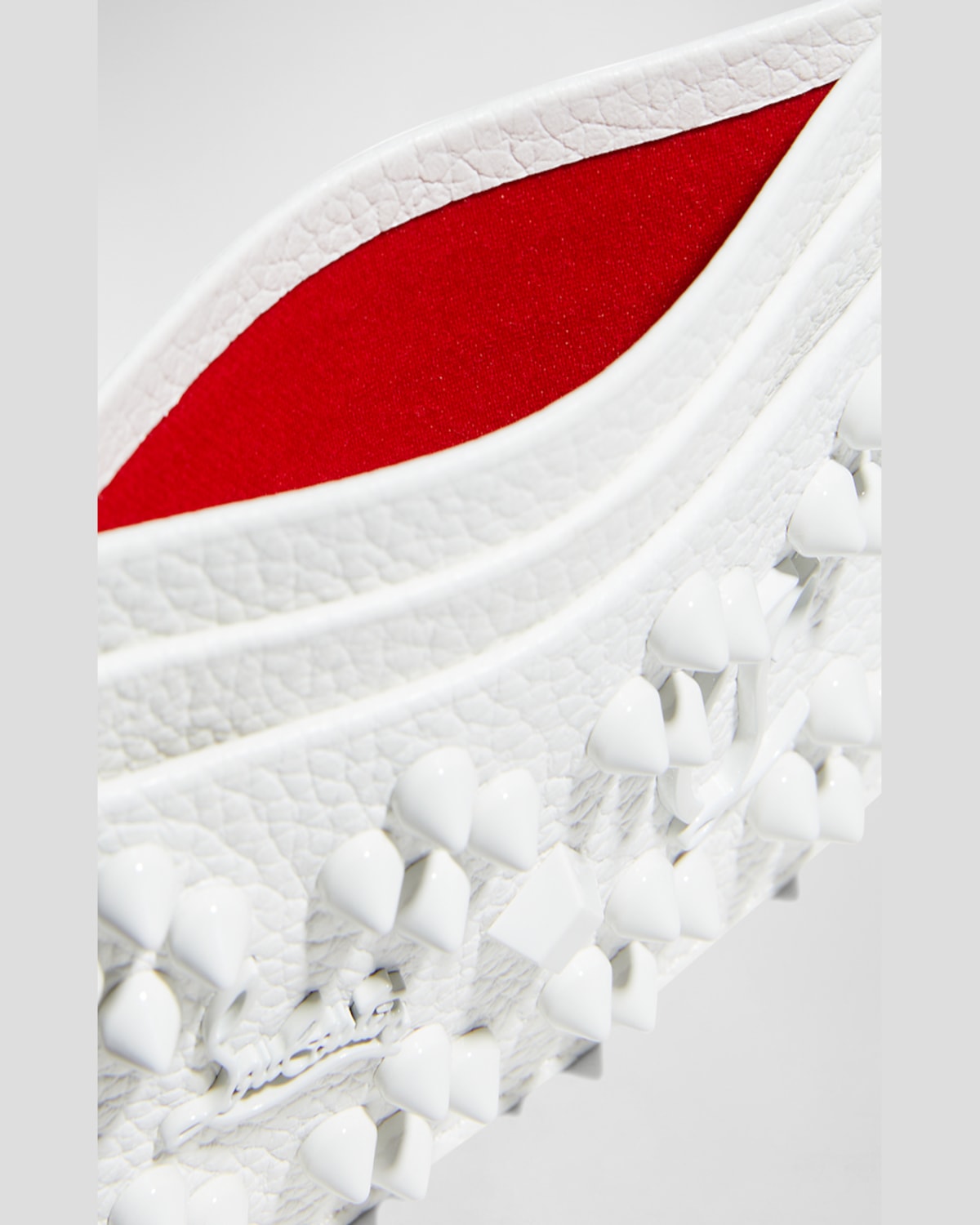Christian Louboutin Kios Card Case In Leather With Loubinthesky Spikes In Vintage Rose