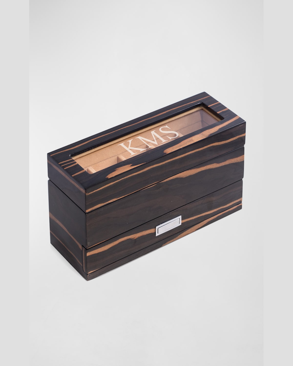 Bey-berk Men's Personalized Wooden Watch %26 Accessory Storage Case In Ebony