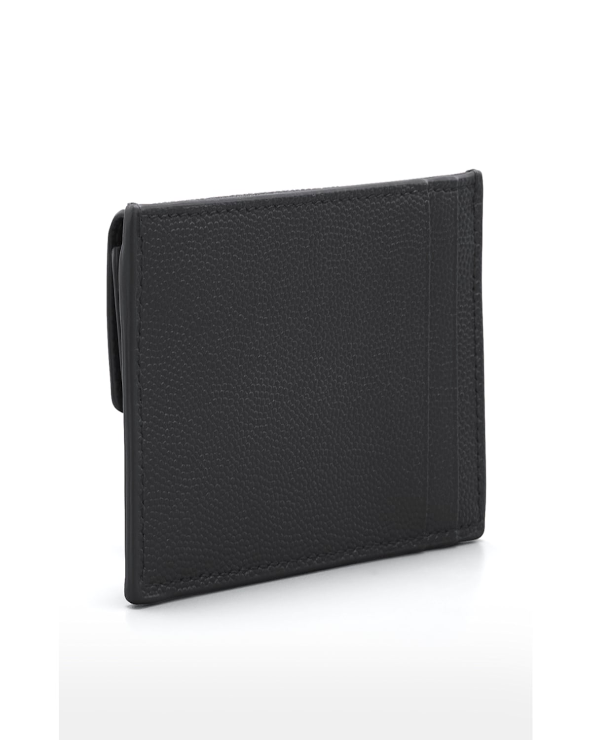 Saint Laurent Ysl Monogram Flap Card Case In Grained Leather In Black