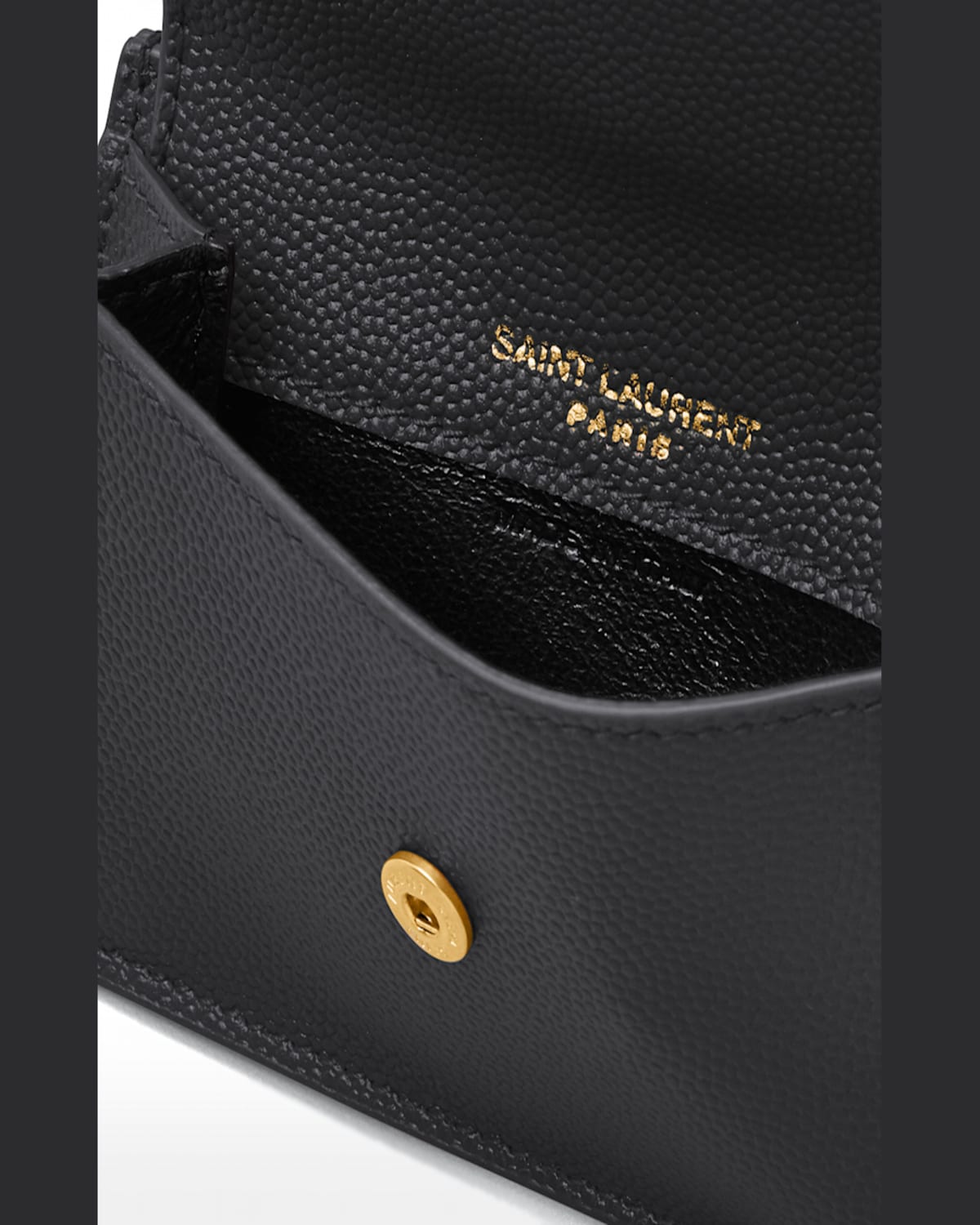 Saint Laurent Ysl Monogram Flap Card Case In Grained Leather In Black