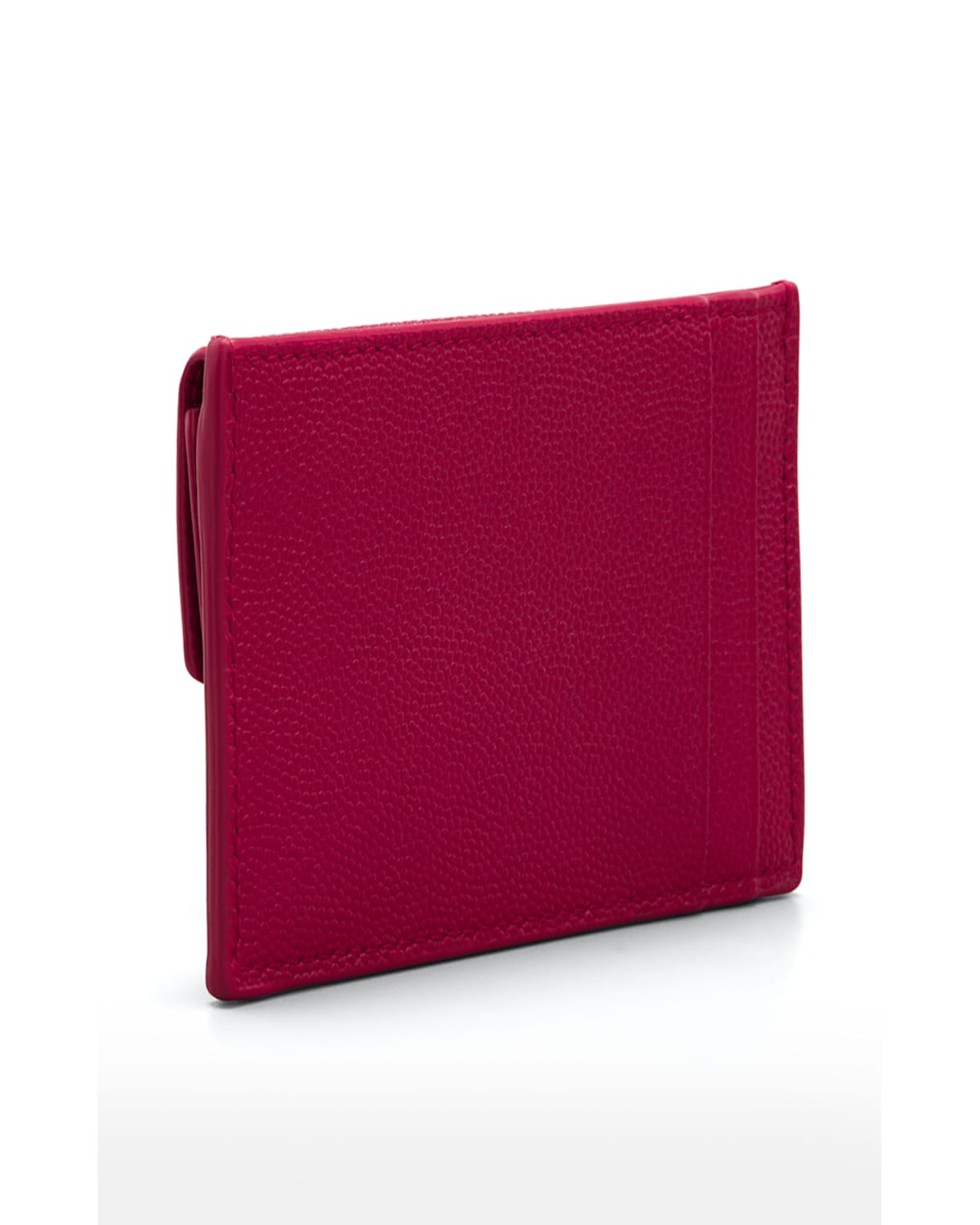 Saint Laurent Ysl Monogram Flap Card Case In Grained Leather In Black