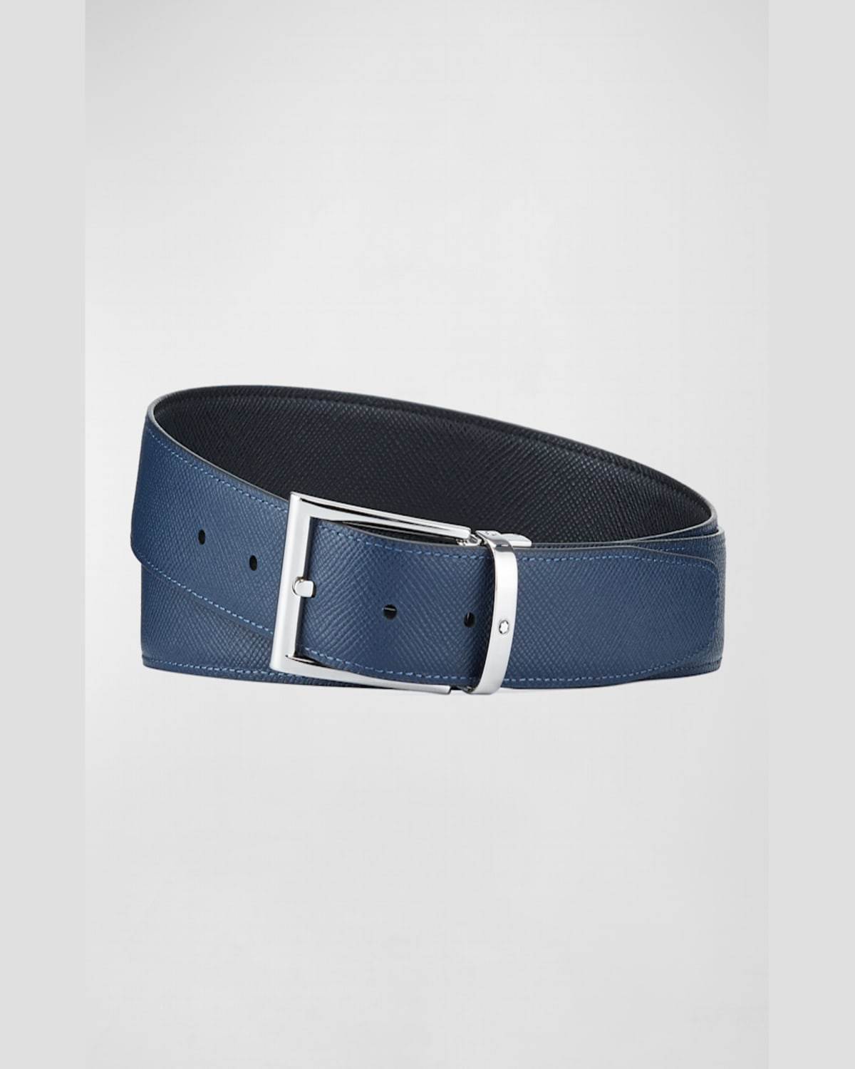 Montblanc Reversible Saffiano Leather Belt In Black / Indigo
