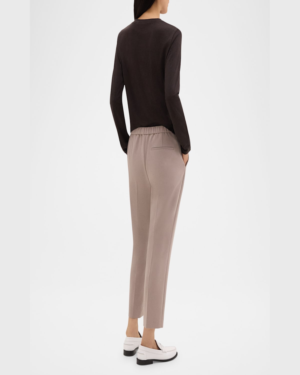 Shop Theory Treeca Cropped Pull-on Pants In Black