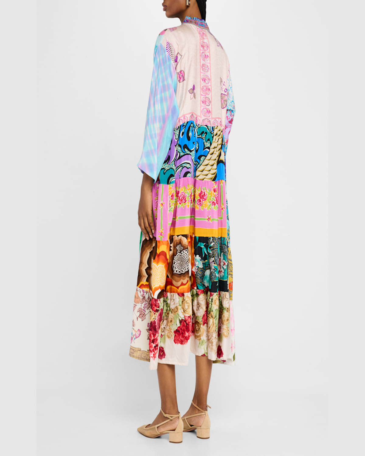 Rianna + Nina Ooak Volant Dress Midi In Multi