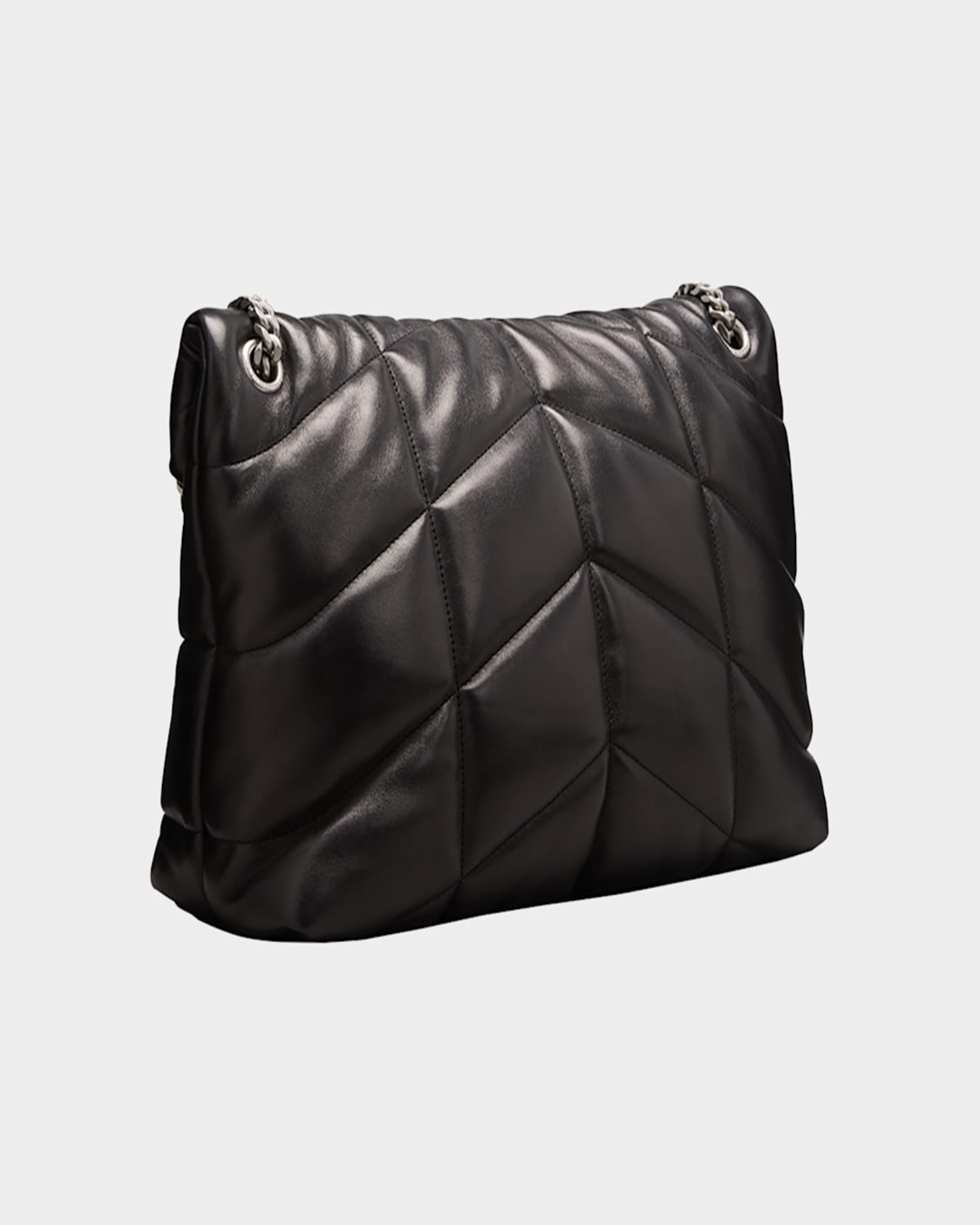 Saint Laurent Lou Puffer Medium Ysl Shoulder Bag In Quilted Leather In Black