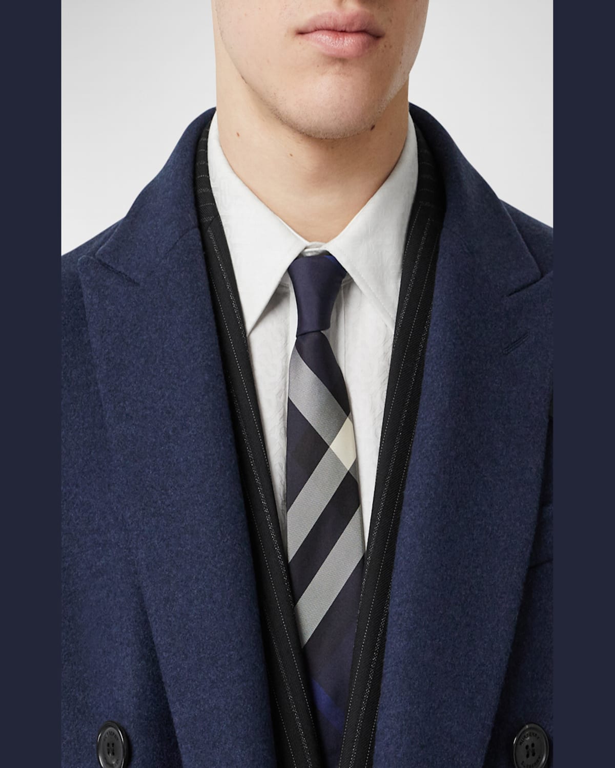 Burberry Manston Exploded Check Silk Tie In Navy