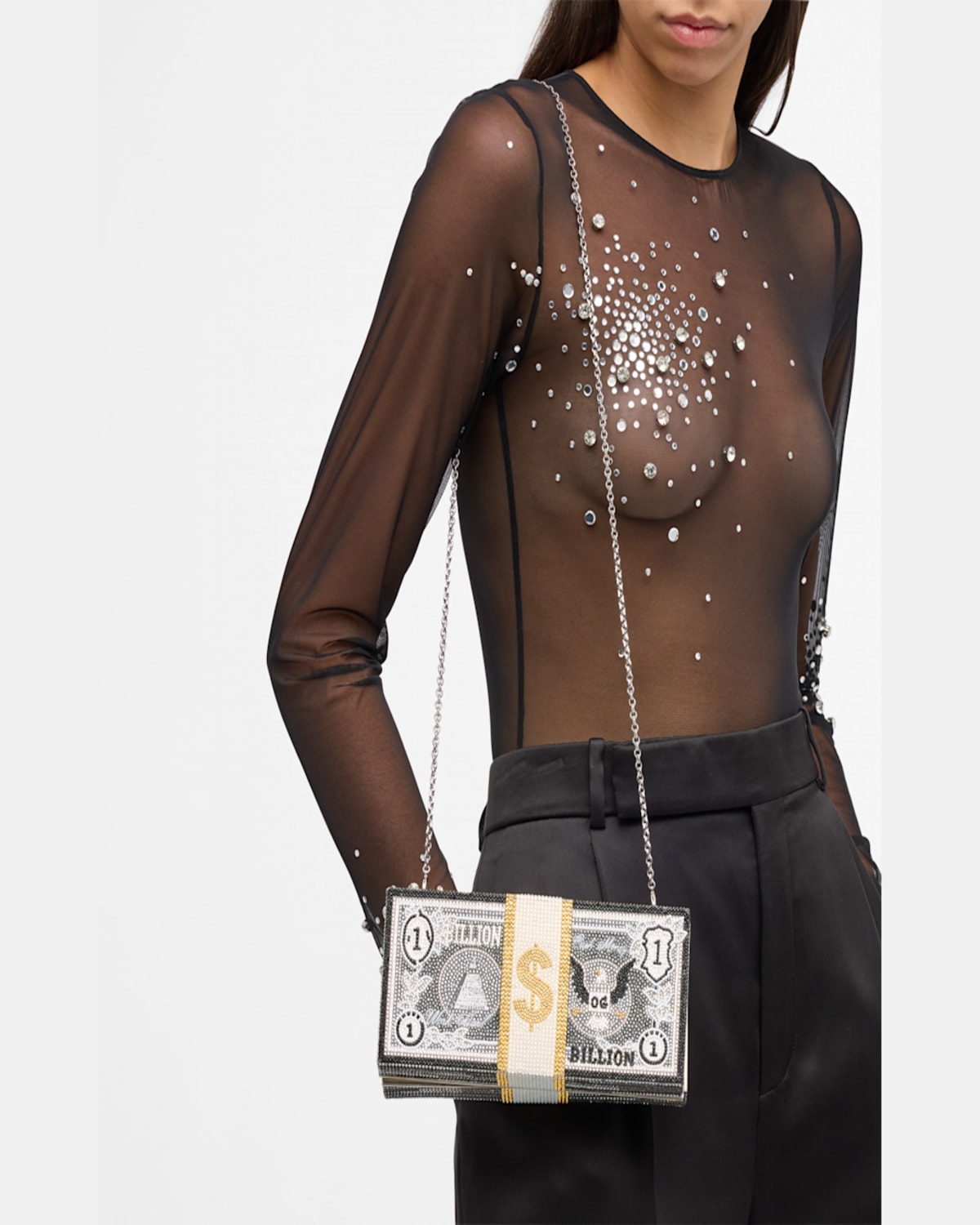 Judith Leiber Stack Of Cash Billions Clutch Bag In Black/white