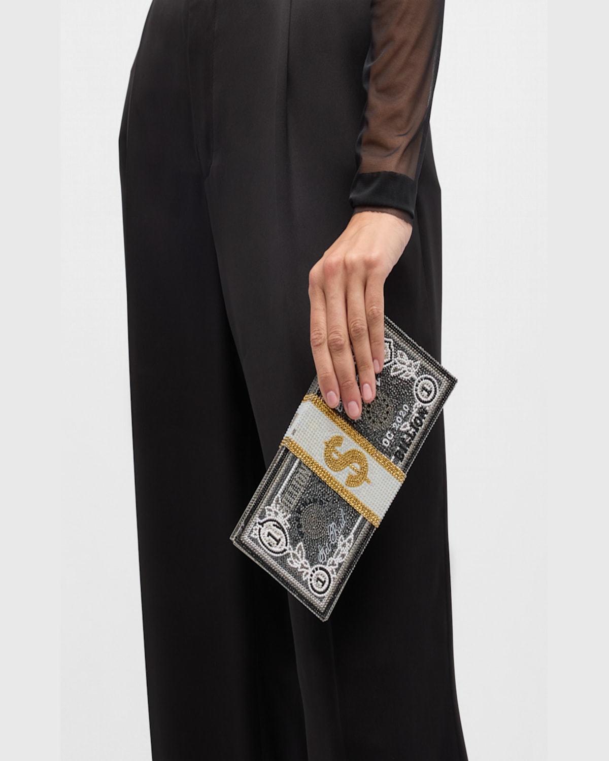 Judith Leiber Stack Of Cash Billions Clutch Bag In Black/white