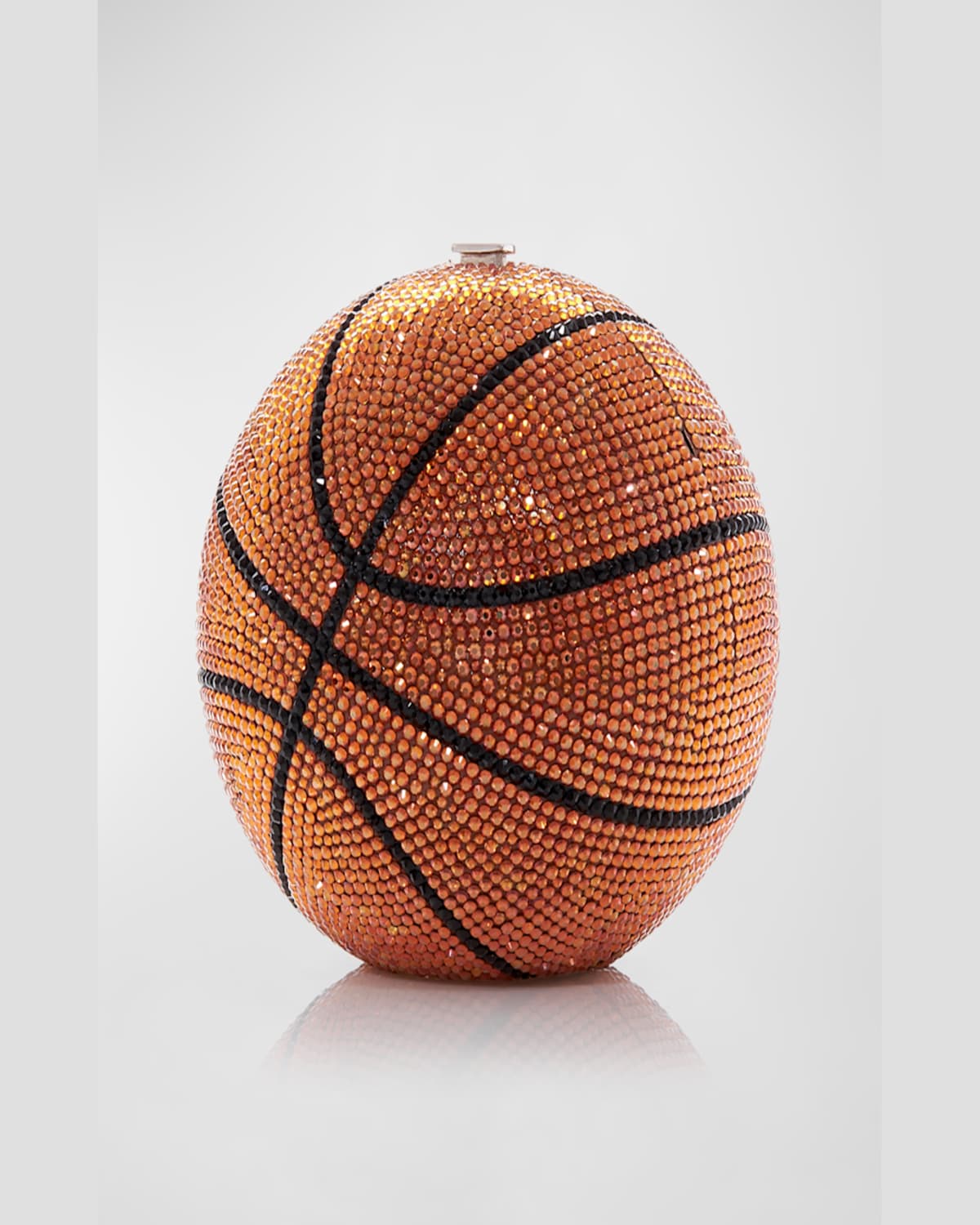 Judith Leiber Basketball Crystal Sphere Clutch Bag In Orange/silver