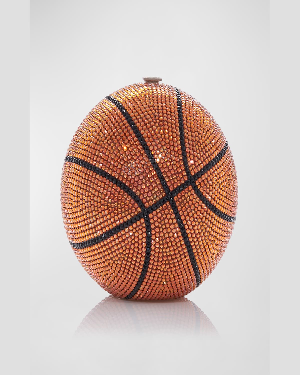 Judith Leiber Basketball Crystal Sphere Clutch Bag In Orange/silver