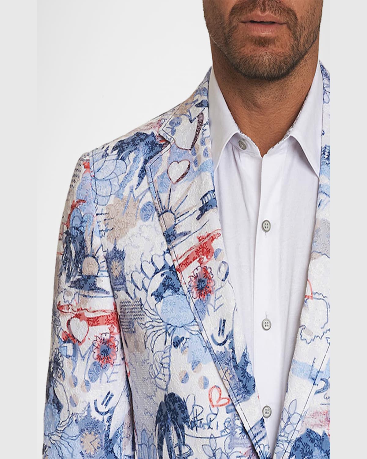 Robert Graham Men's Ascari Floral-print Two-button Jacket In Multi