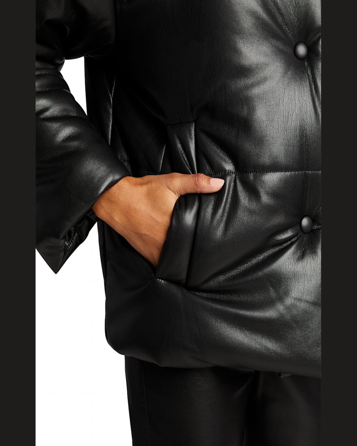 【NANUSHKA】hide quilted padded vegan レザー ジャケット Nanushka Hide Quilted Padded Vegan Leather Jacket In Black