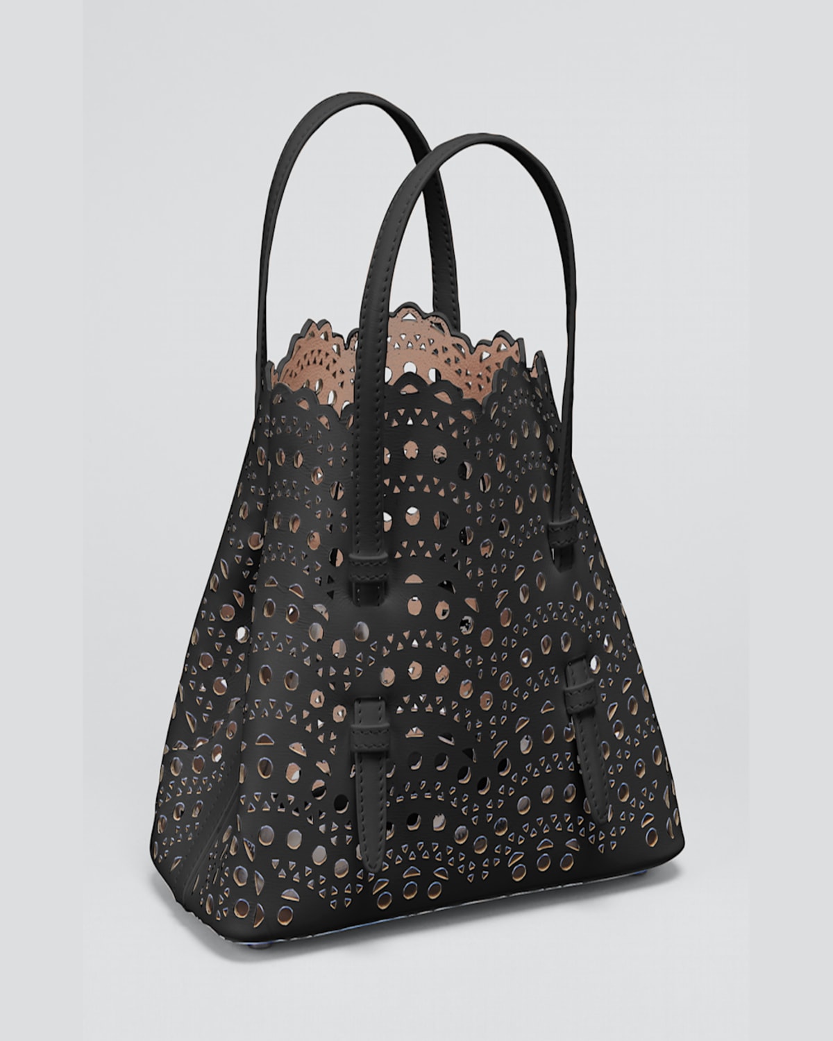 Alaïa Mina 20 Tote Bag In Vienne Wave Perforated Leather In Black