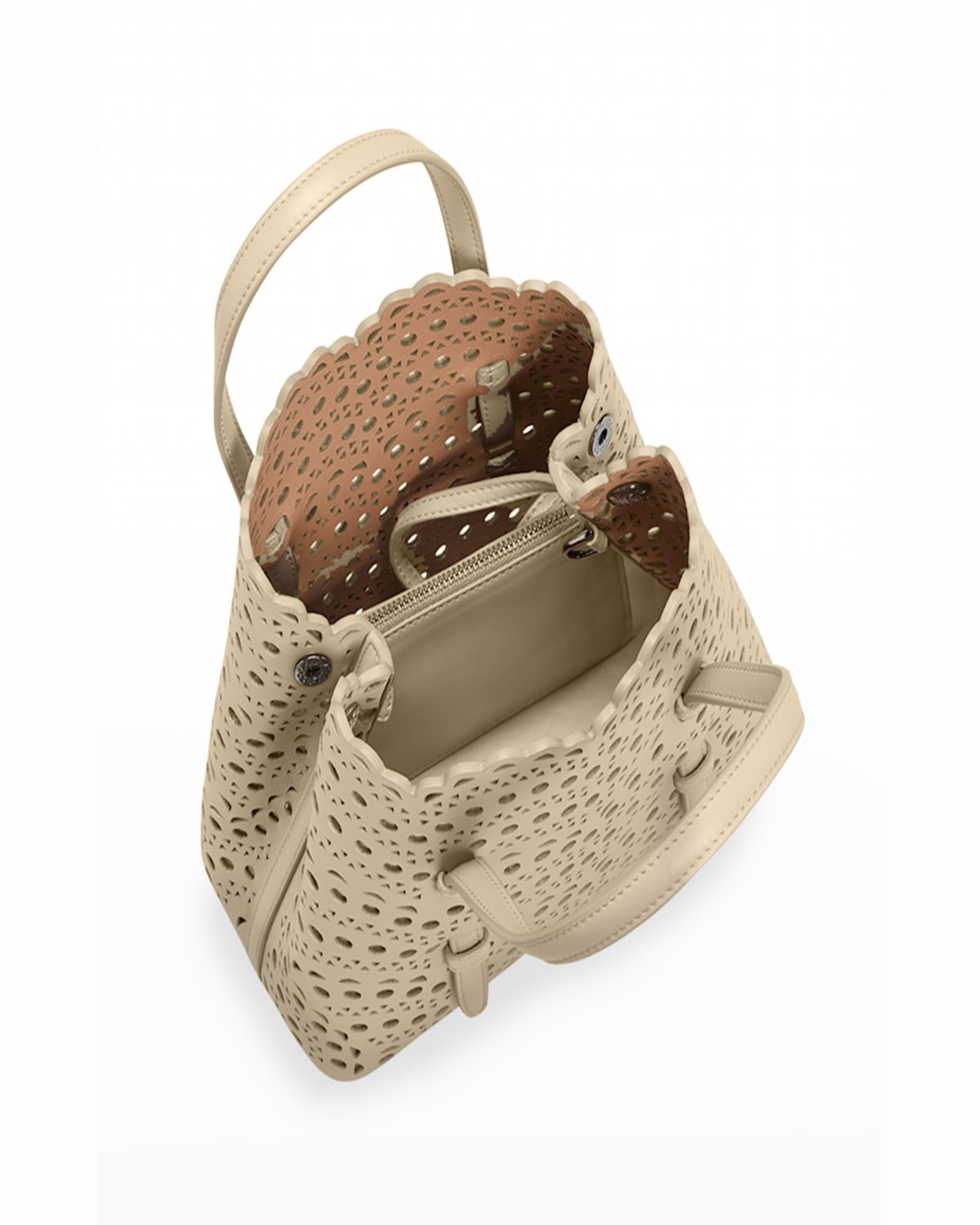 Alaïa Mina 20 Tote Bag In Vienne Wave Perforated Leather In Black