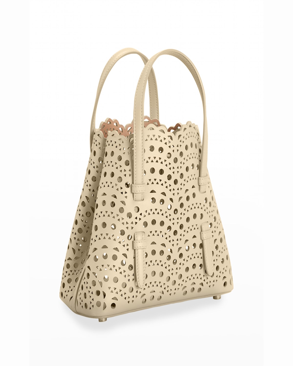 Alaïa Mina 20 Tote Bag In Vienne Wave Perforated Leather In Black