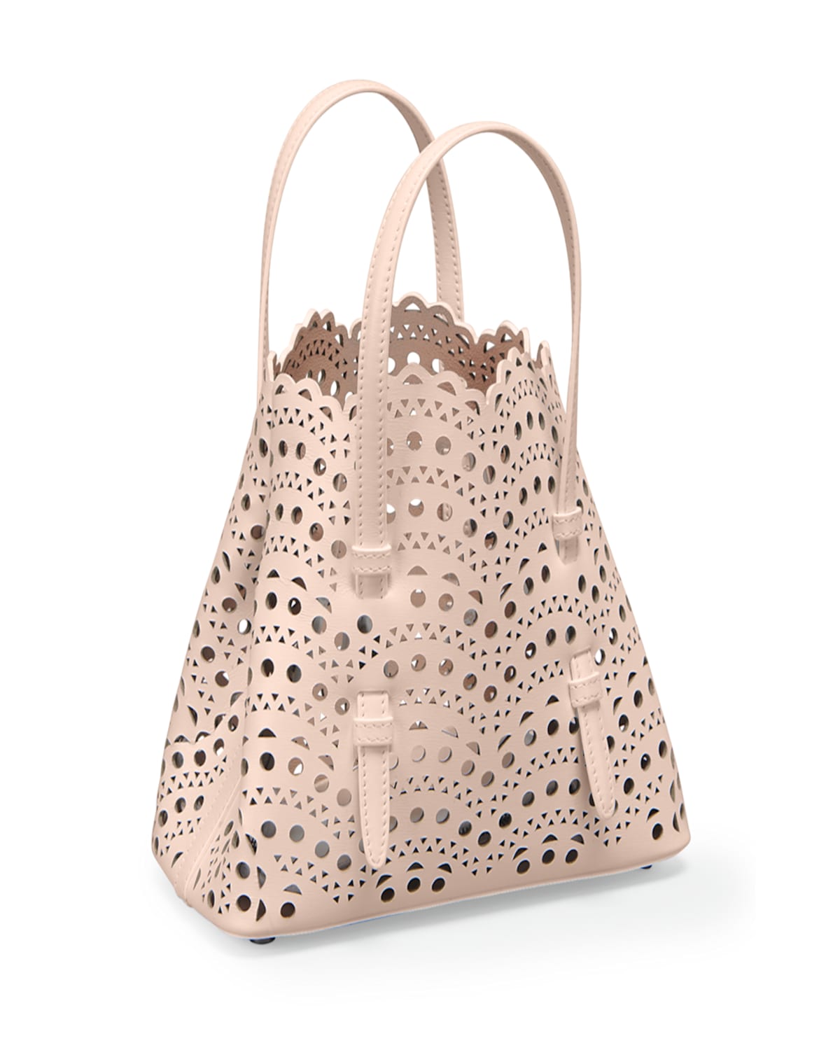 Alaïa Mina 20 Tote Bag In Vienne Wave Perforated Leather In Black