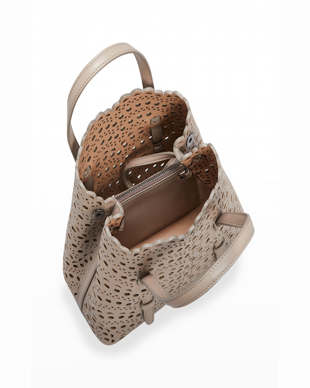 Alaïa Mina 20 Tote Bag In Vienne Wave Perforated Leather In Black