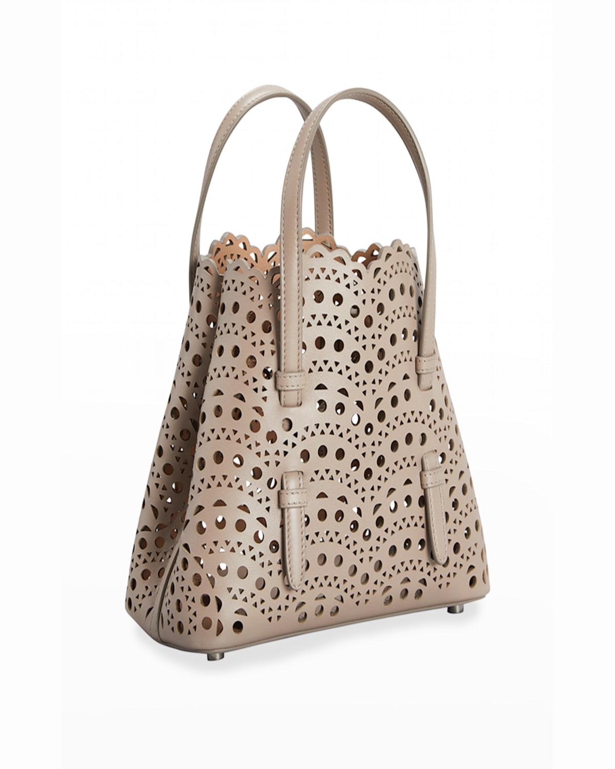 Alaïa Mina 20 Tote Bag In Vienne Wave Perforated Leather In Black