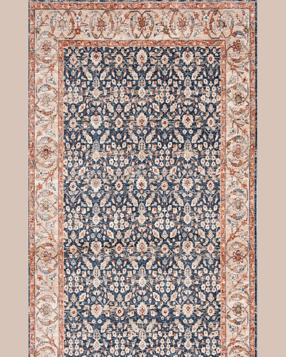 Ralph Lauren Carlingford Navy Power-loomed Rug, 6' X 9' In Navy/beige