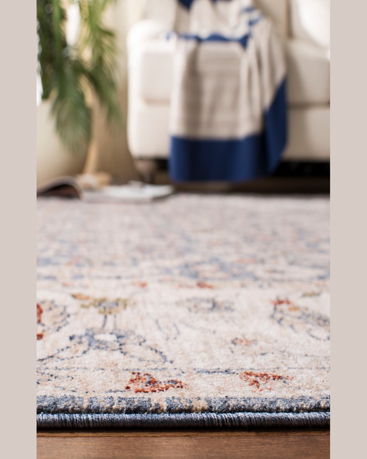Ralph Lauren Helena Ivory/blue Power-loomed Rug, 8' X 10' In Ivory / Blue