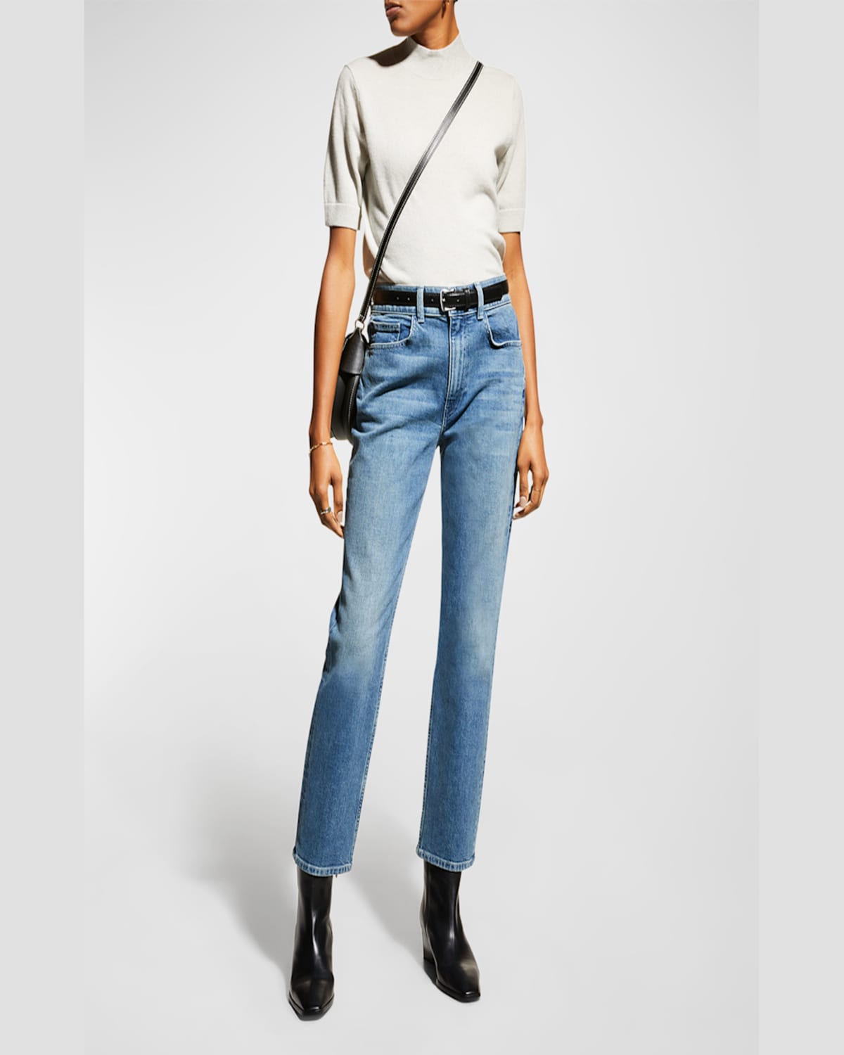 Lafayette 148 Reeve High-rise Stretch Straight-leg Ankle Jeans In Faded Skyline