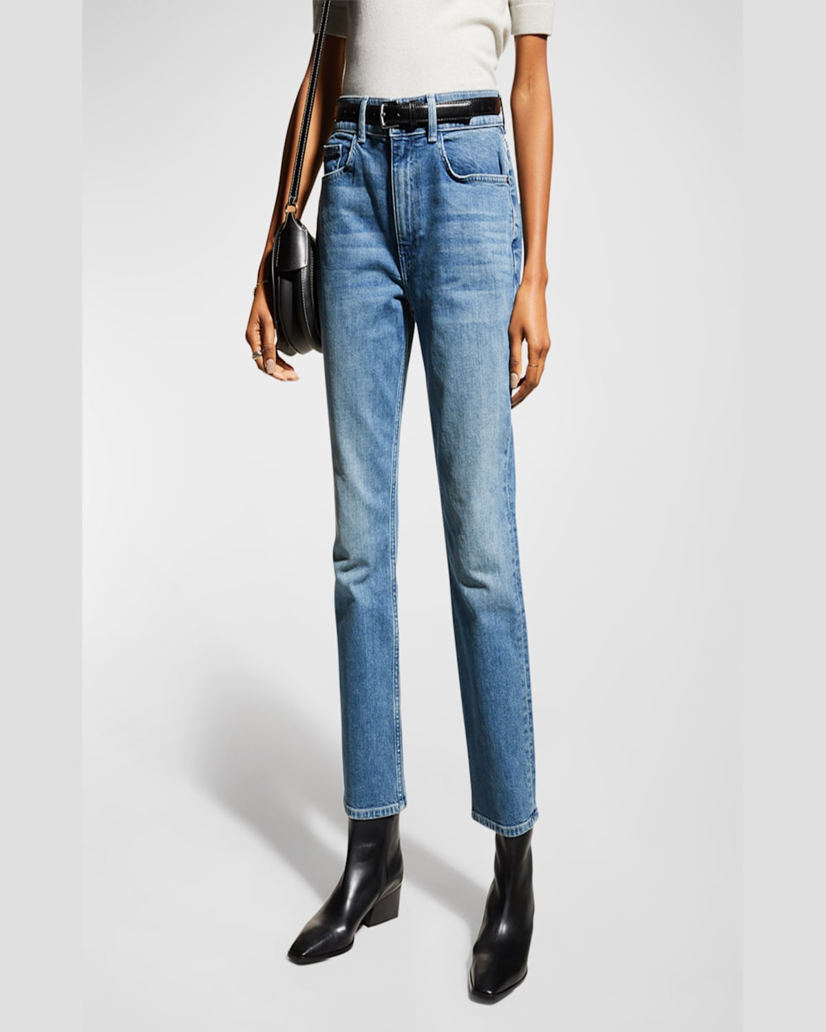 Lafayette 148 Reeve High-rise Stretch Straight-leg Ankle Jeans In Faded Skyline