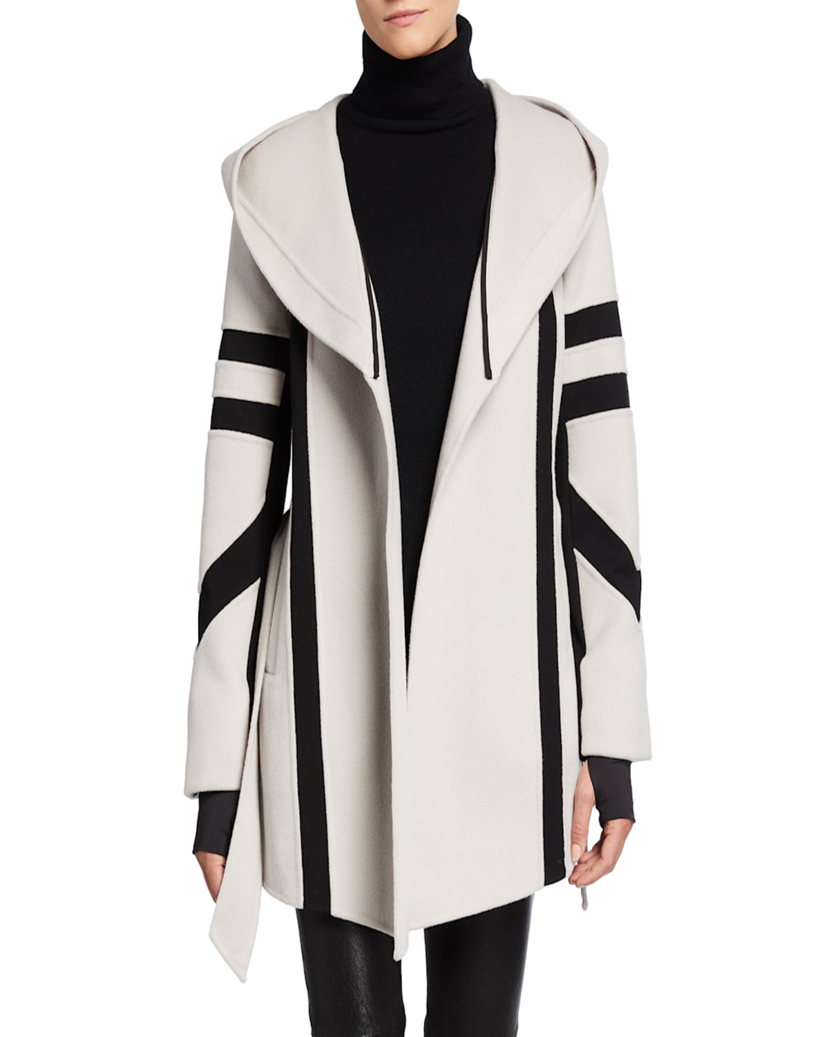 Blanc Noir Handmade Mid-length Wool Traveler Jacket In White