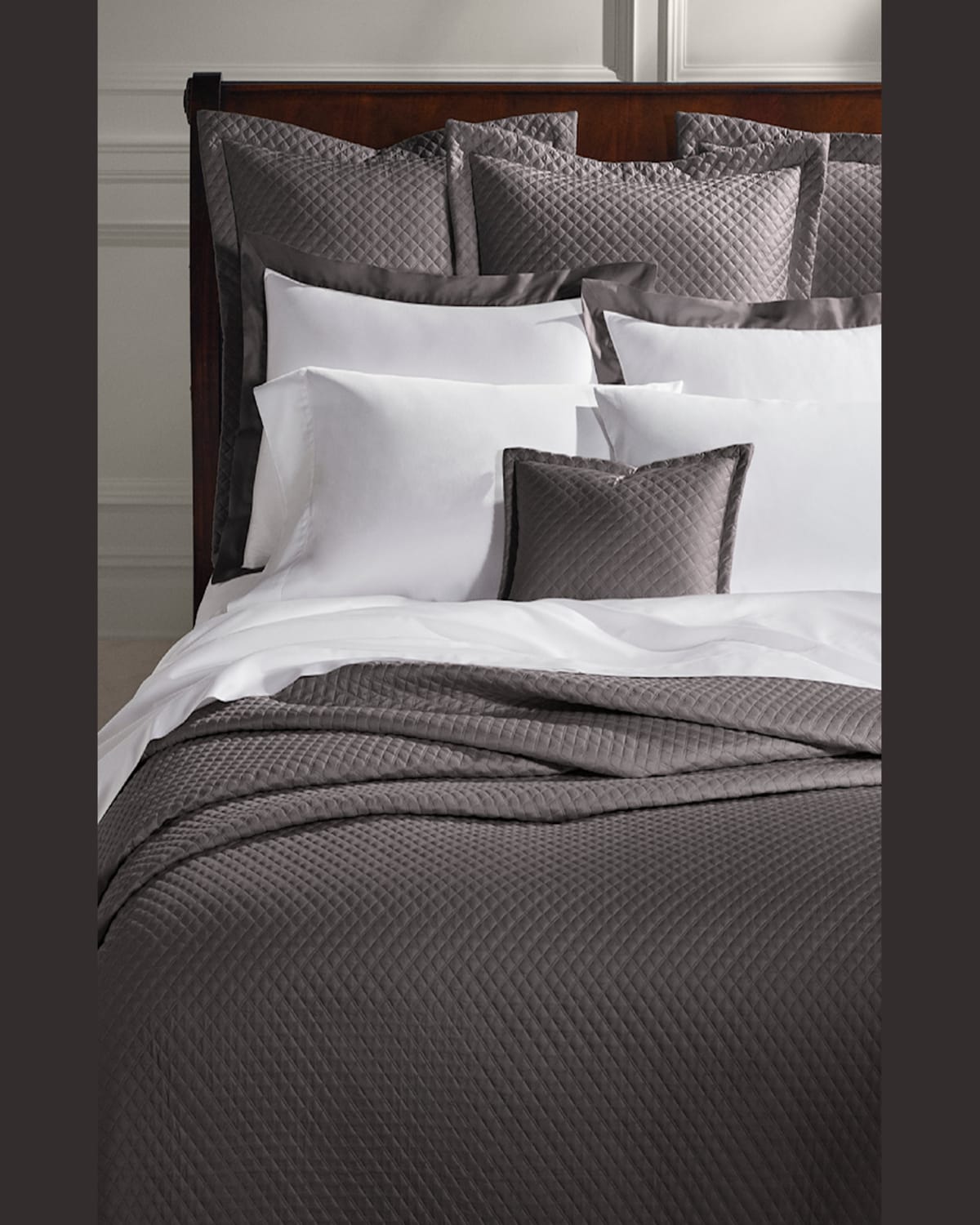 Polo Ralph Lauren Quilted Sateen Argyle King Sham In Gray